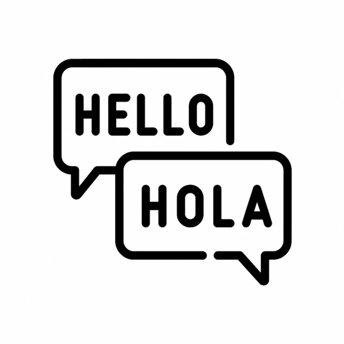 hello and hola in text bubble